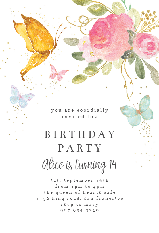 Butterfly Invitations Butterflies And Flowers Butterfly Birthday