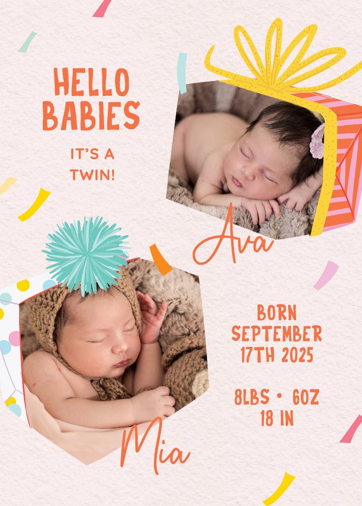2x festivities - birth announcement card