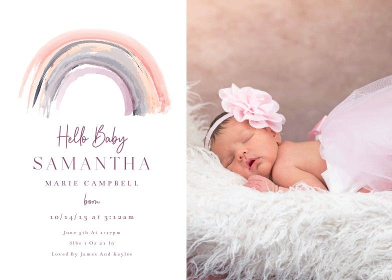 Abstract watercolor rainbows - birth announcement card