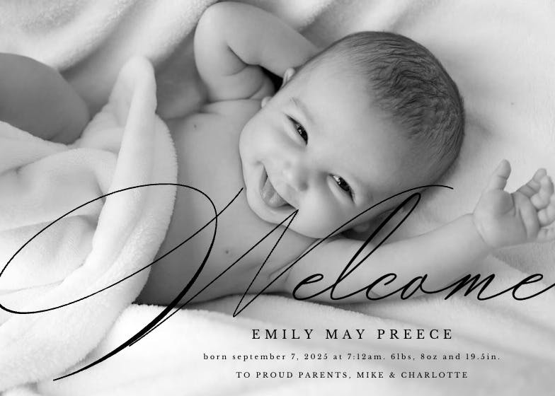 Amelia giovani - birth announcement card