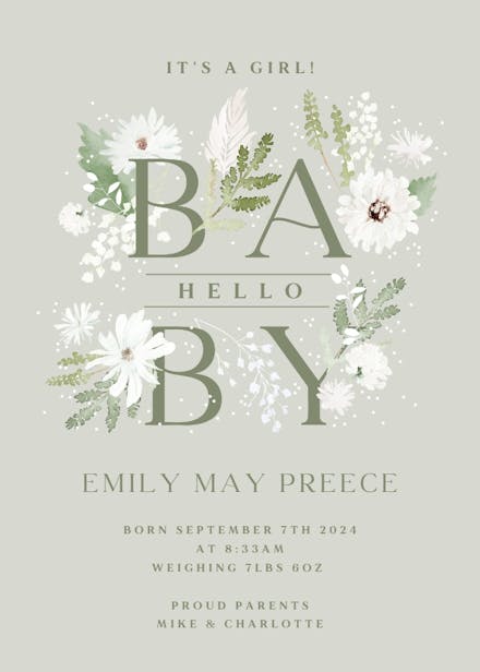 Baby Birth Announcement Templates (Free) | Greetings Island