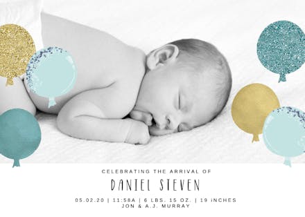 Balloons happiness - Birth Announcement Card