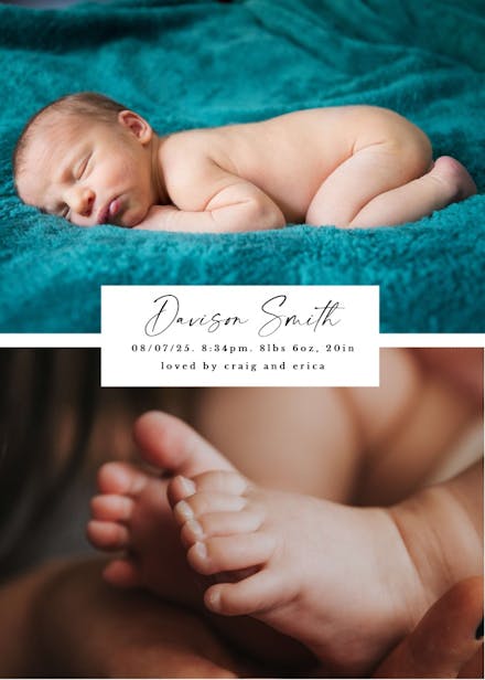 Birth - birth announcement card