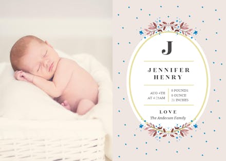 Birth flowers - Birth Announcement Card