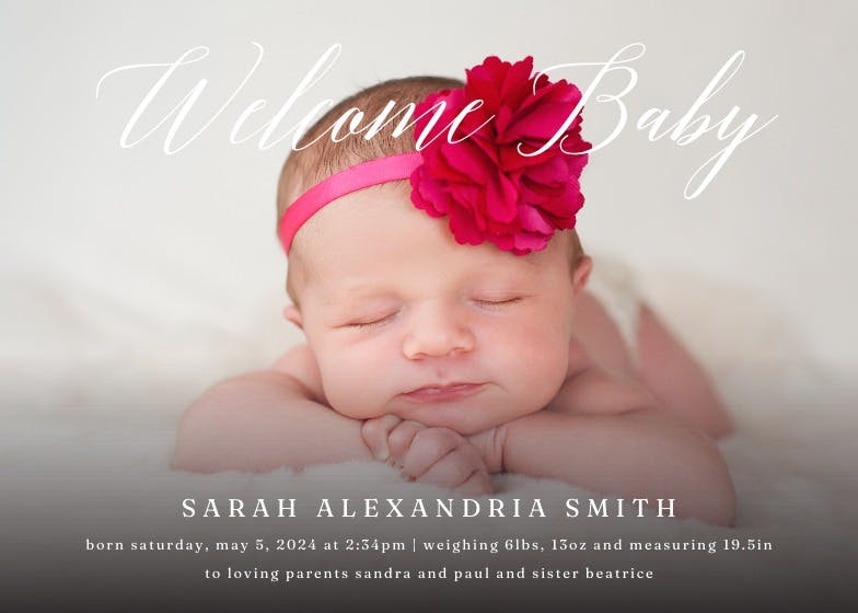 Birth script - birth announcement card