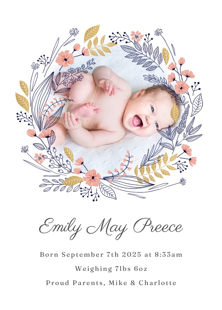 Birth Wreath Birth Announcement Greetings Island