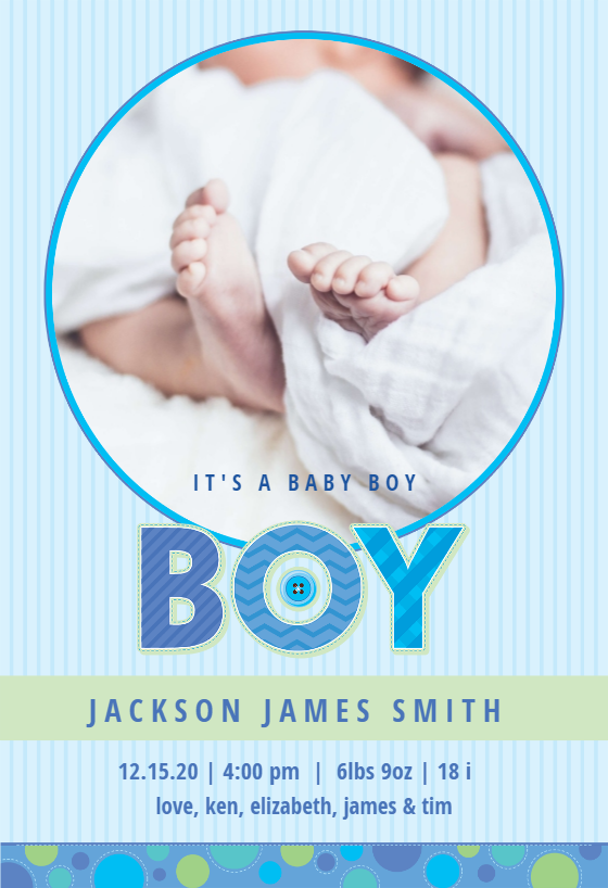 baby boy arrival announcement