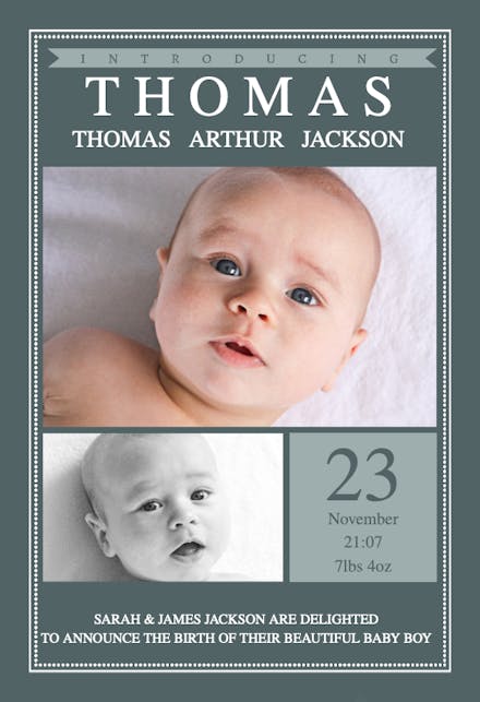 Charming Baby Boy - Birth Announcement Card