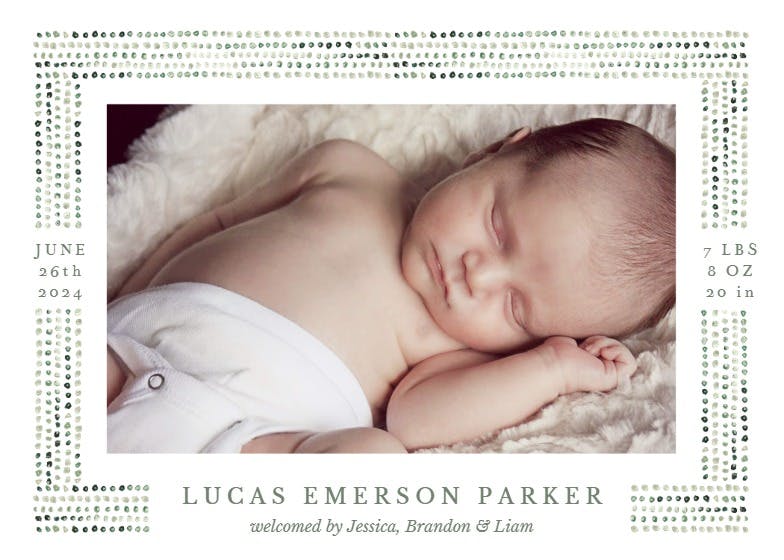 Charming dots pattern - birth announcement card