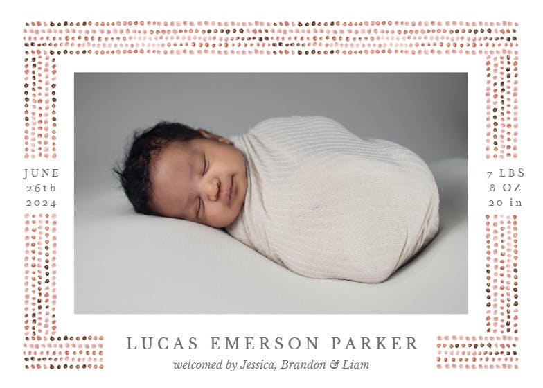 Charming dots pattern - birth announcement card