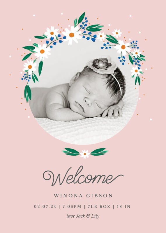 Daisy - birth announcement card
