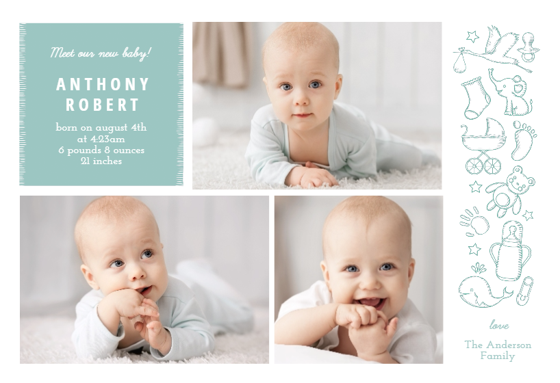 Tiles - Birth Announcement Template (Free) | Greetings Island