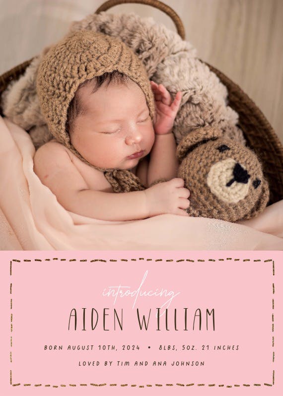 Dotted border - birth announcement card