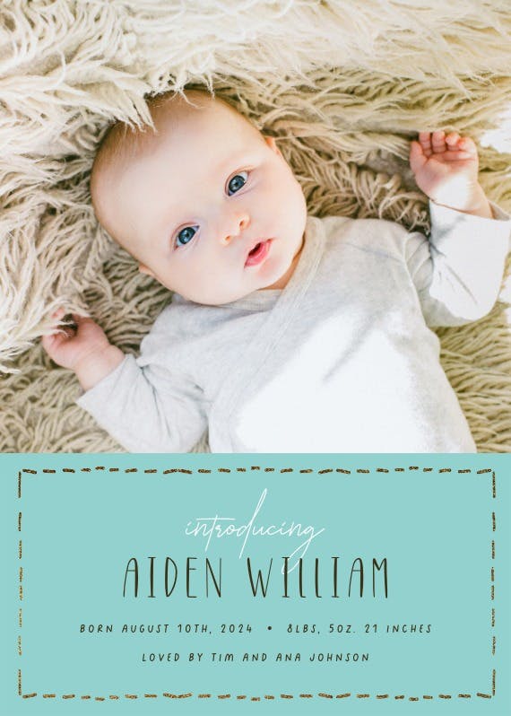 Dotted border - birth announcement card