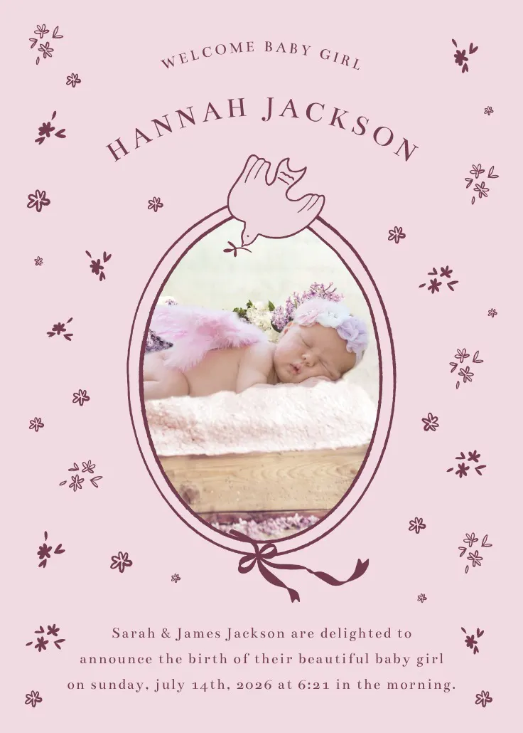 Faith and family - thiệp thông báo chào đời