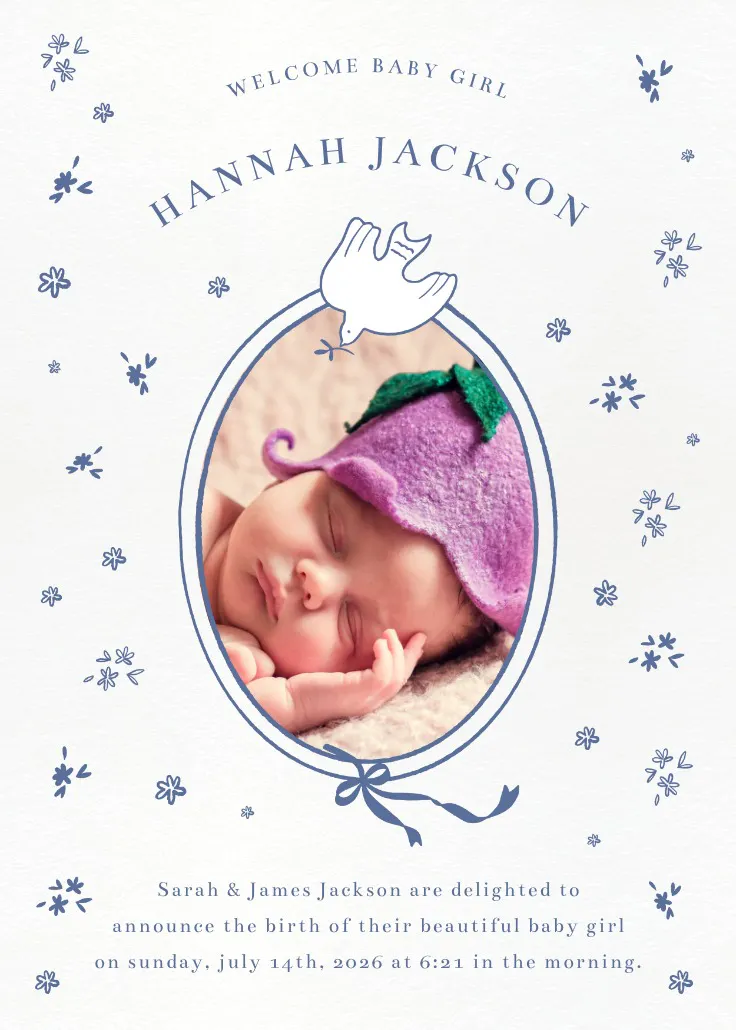 Faith and family - doğum duyurusu kartı