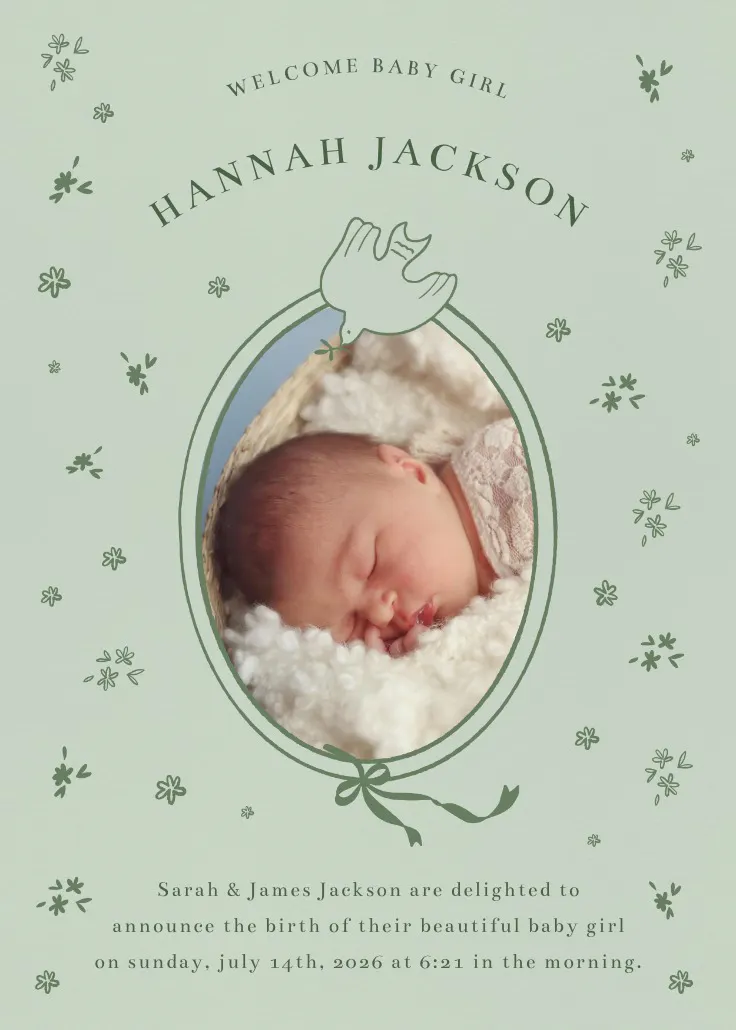 Faith and family - birth announcement card