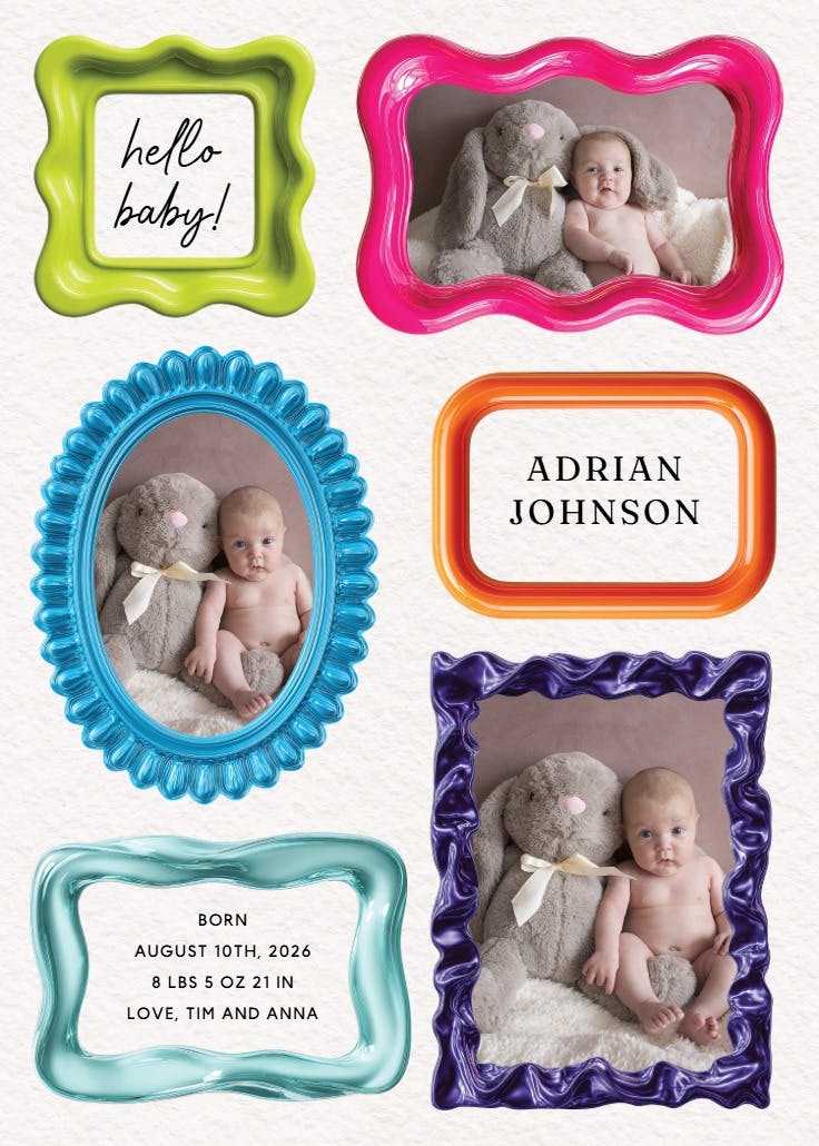 Family frames - birth announcement card