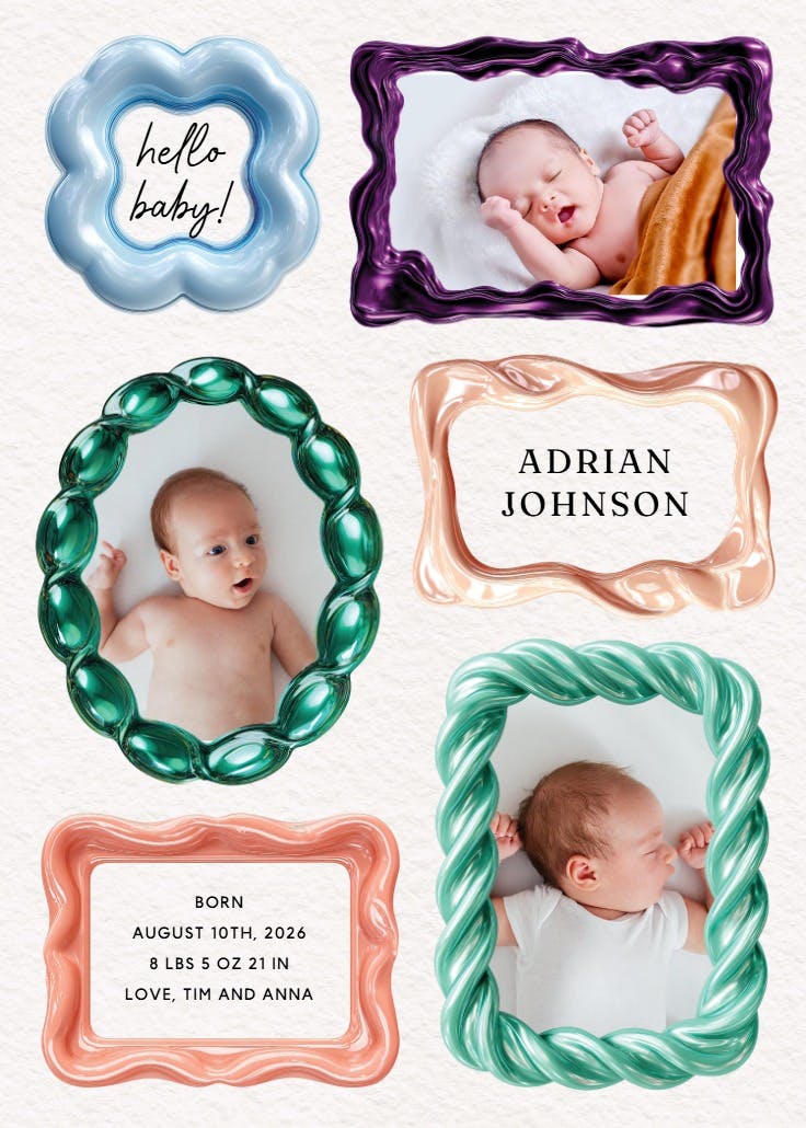 Family frames - birth announcement card