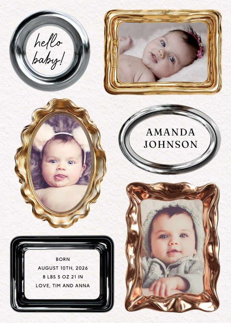 Family frames - birth announcement card