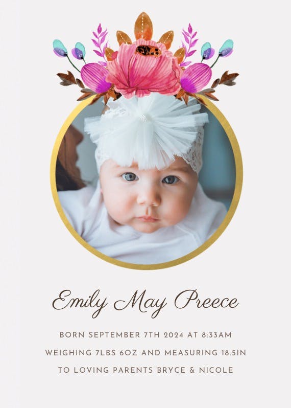 Floral - birth announcement card