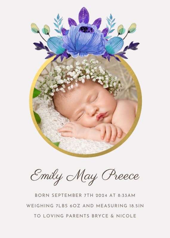 Floral -  announcement card template