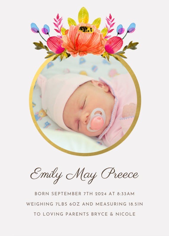 Floral - birth announcement card