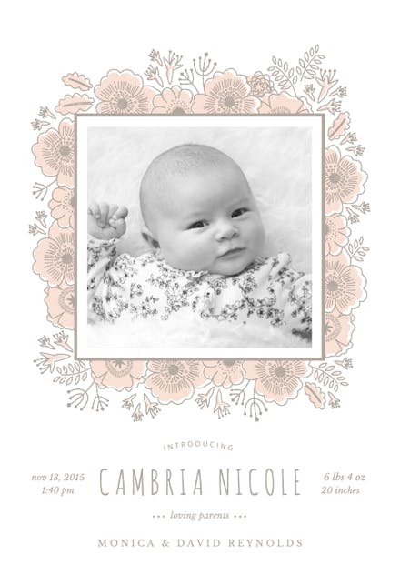 Floral wrap - Birth Announcement Card