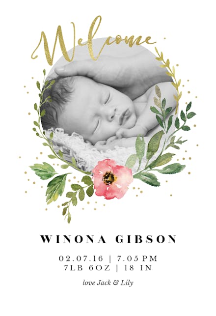 Flower & sprinkles - Birth Announcement Card