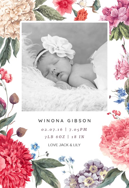Garden Glory - Birth Announcement Card