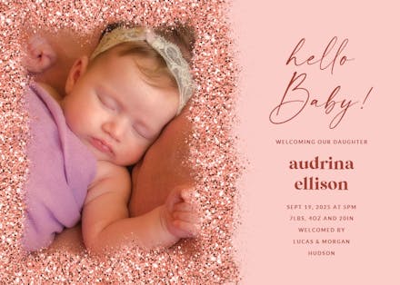 Glitter abstract - birth announcement card