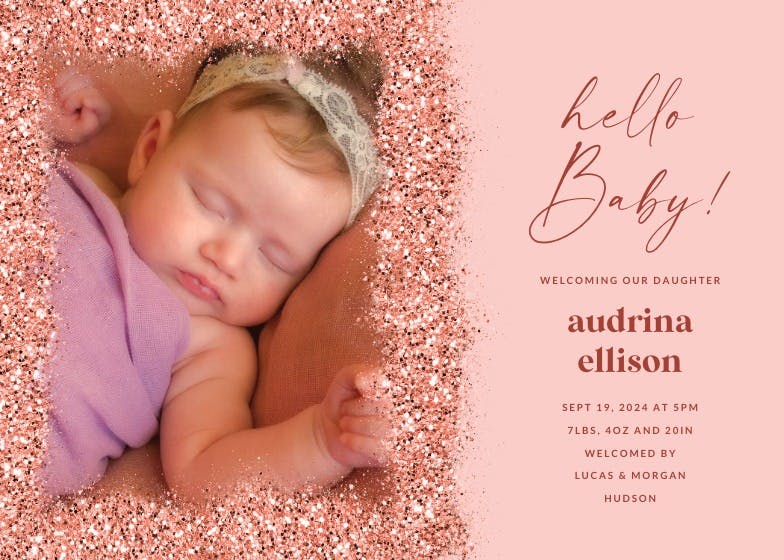 Glitter abstract - birth announcement card