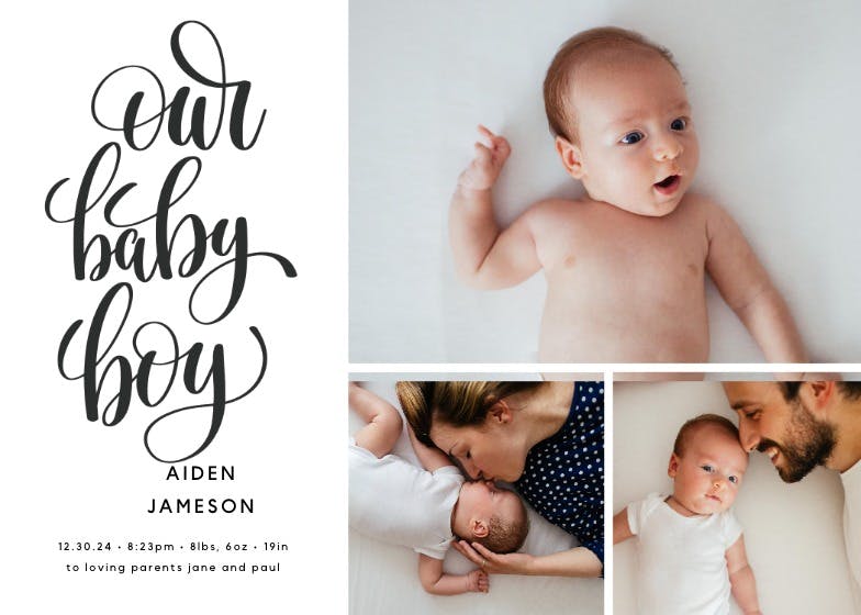 Hand lettering - birth announcement card