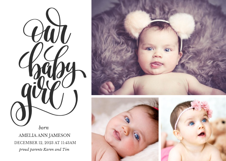 Hand Lettering - Birth Announcement Template (Free) | Greetings Island