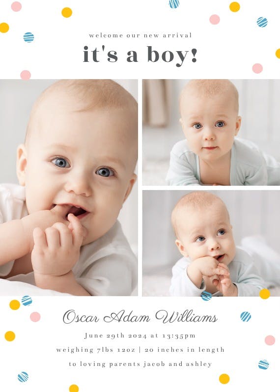Hello baby -  announcement card template