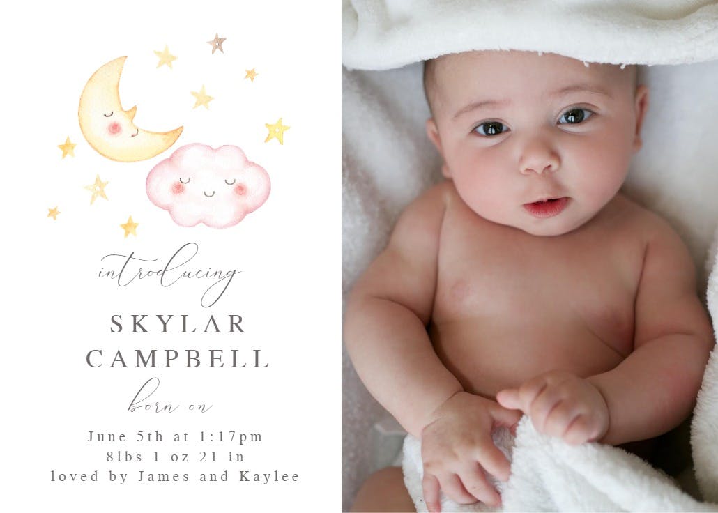 Hello baby blue - birth announcement card