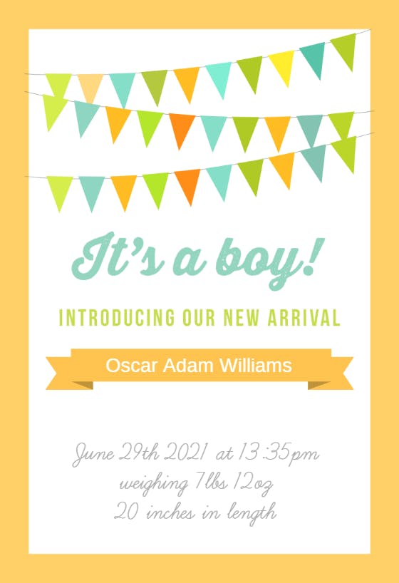 Hello baby boy - birth announcement card