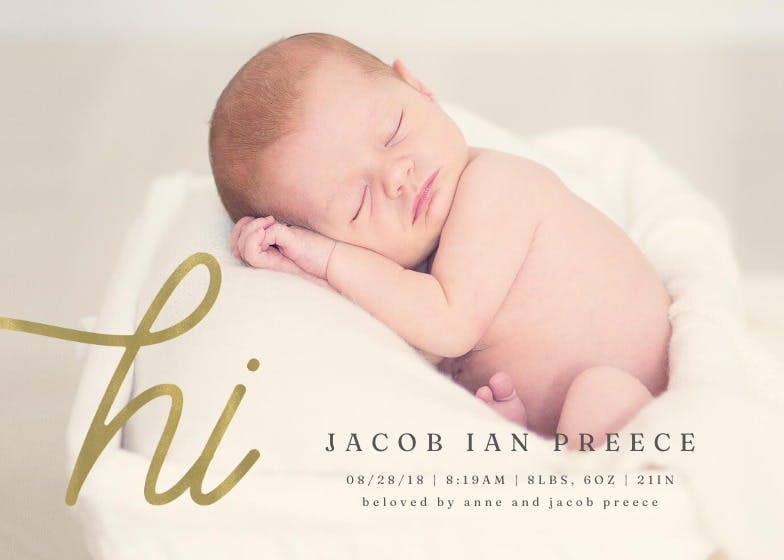 Hi baby - birth announcement card