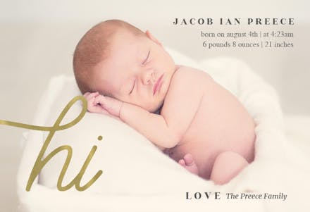 Hi Baby - Birth Announcement Card