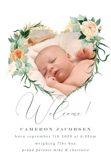 Indian Summer Love - Birth Announcement Card