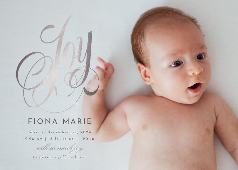 Joy lettering -  anuncio de nacimiento