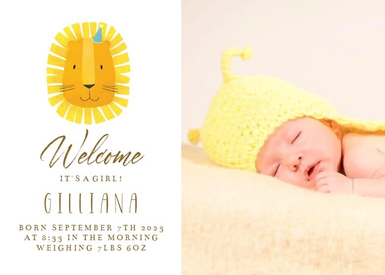 Lion Birth Announcement Template (Free) Greetings Island