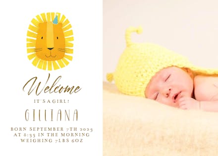 Lion - Birth Announcement Card