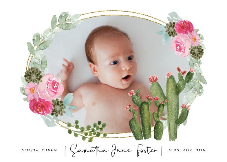 Little cactus - birth announcement card