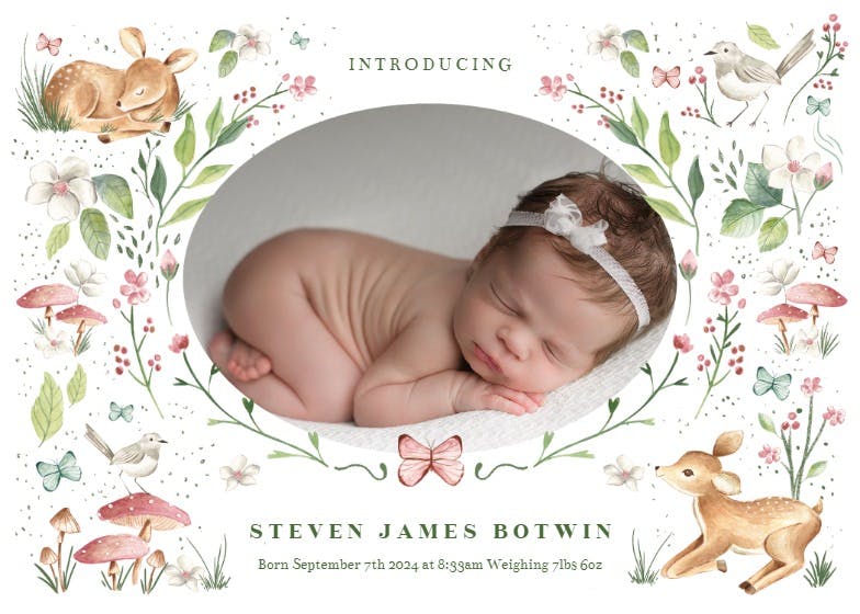 Little forest - birth announcement card