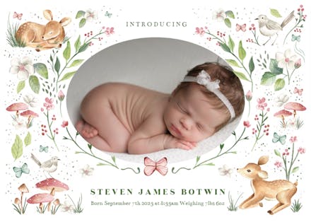 Little forest - Birth Announcement Card