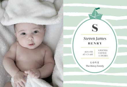 Little Sailor - Birth Announcement Card