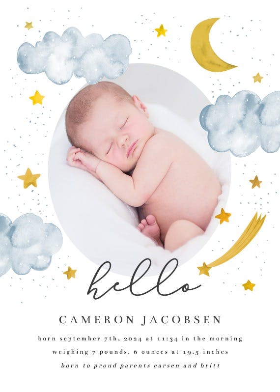 Little star - birth announcement card