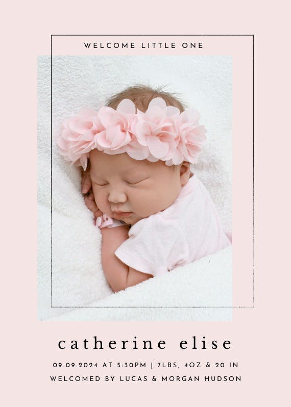 Lux photo frame - birth announcement card