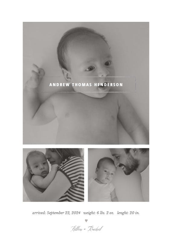 Minimal collage -  anuncio de nacimiento